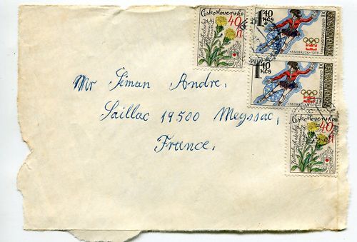 DEVANT DE LETTRE Tchécoslovaquie POUR SAILLAC