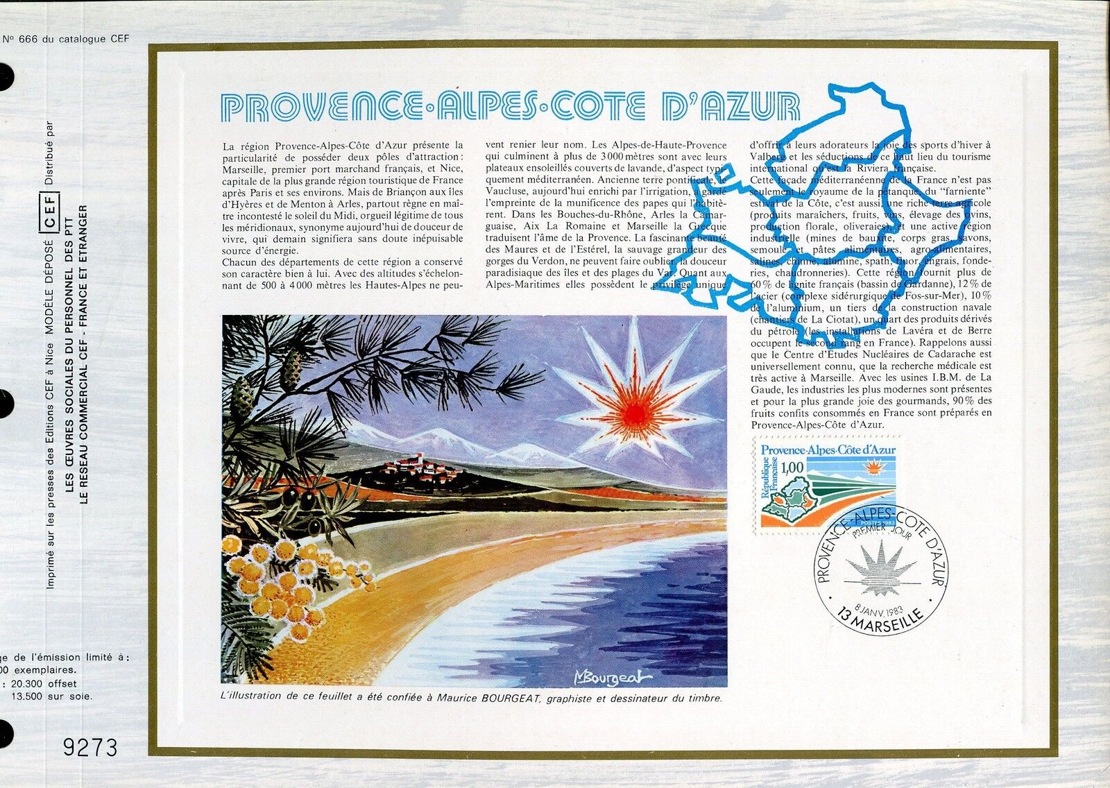 DOCUMENT CEF PREMIER JOUR 1983 TIMBRE N 2252 PROVENCE ALPES COTE D AZUR 123176596241