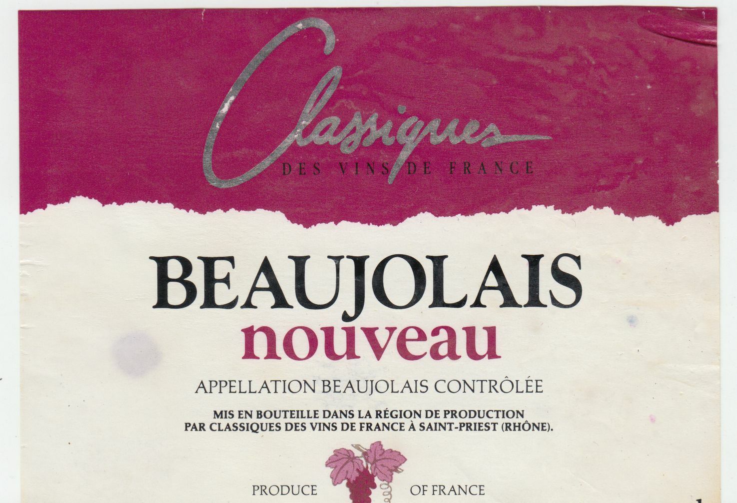 ETIQUETTE DE VIN BEAUJOLAIS NOUVEAU CLASSIQUES 402695573061