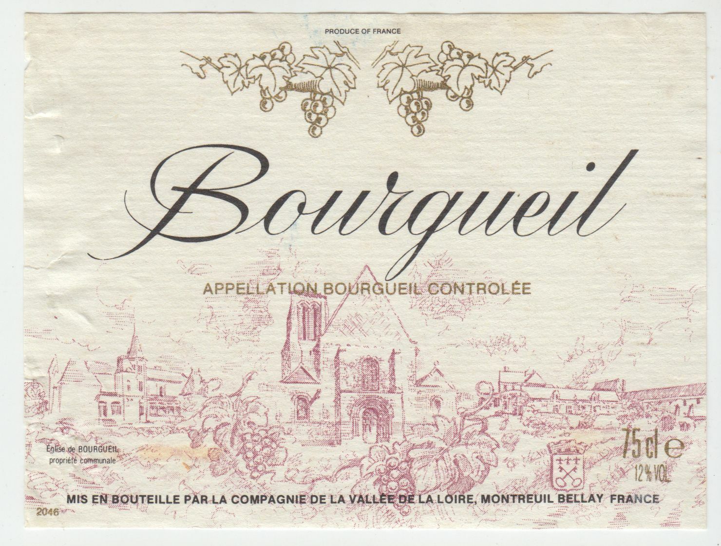 ETIQUETTE DE VIN BOURGUEIL 402631698471