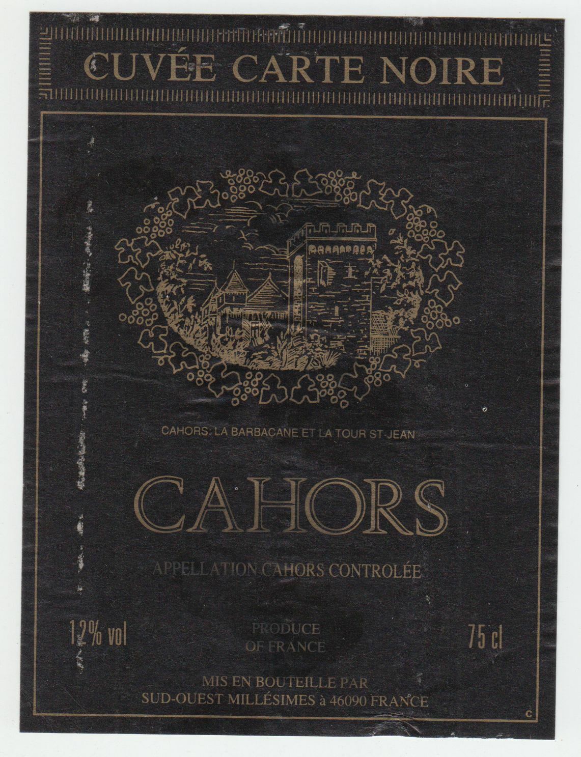 ETIQUETTE DE VIN CAHORS CUVEE CARTE NOIR 402669072101