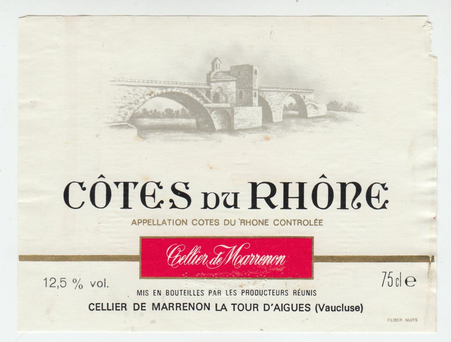 ETIQUETTE DE VIN COTES DU RHONE CELLIER DE MARRENON LA TOUR D AIGUES 124461940521
