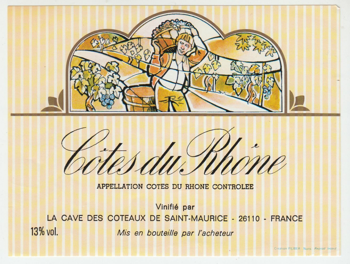 ETIQUETTE DE VIN COTES DU RHONE COTEAUX DE SAINT MAURICE 402669072091