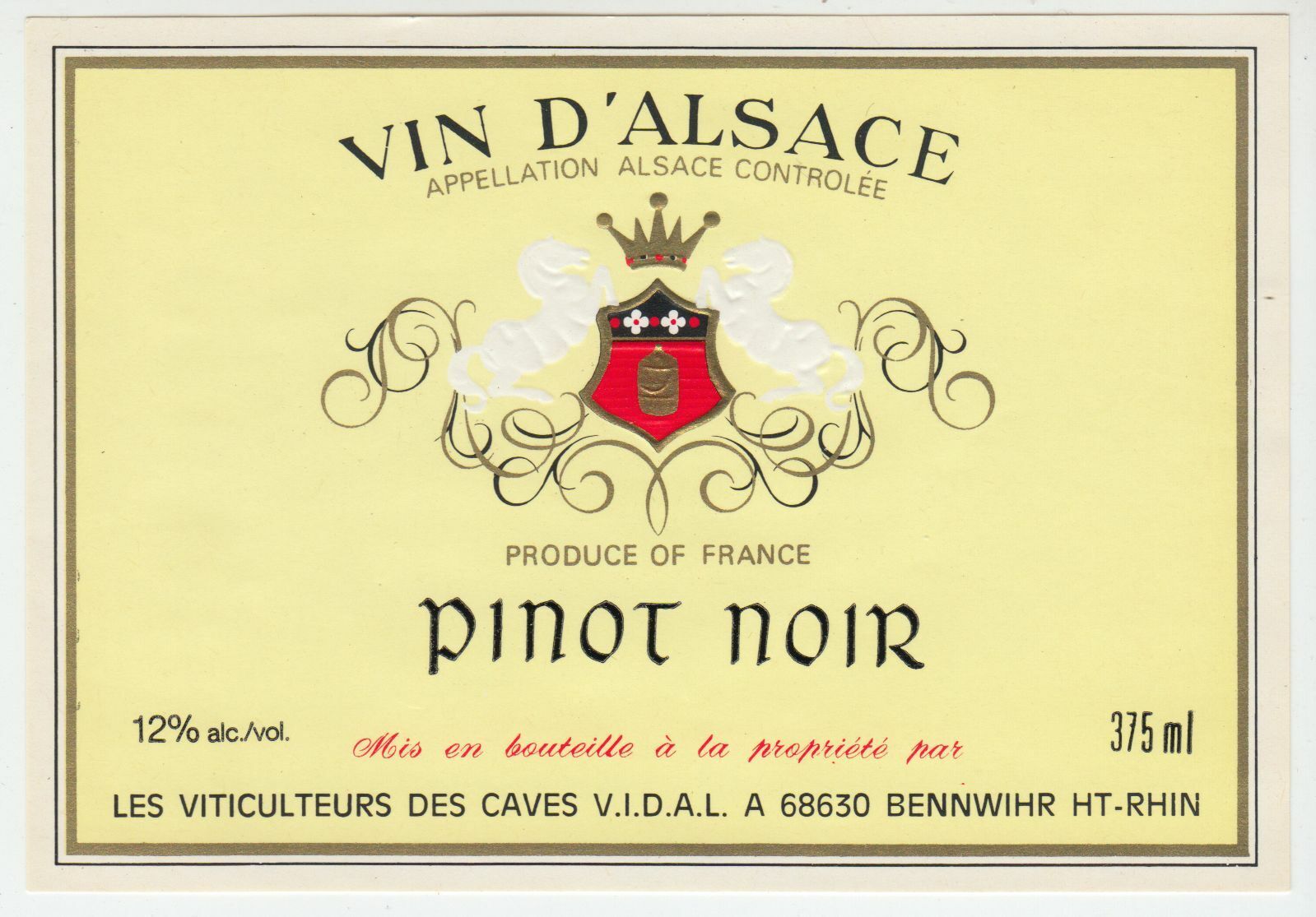 ETIQUETTE DE VIN D ALSACE PINOT NOIR 402631696661