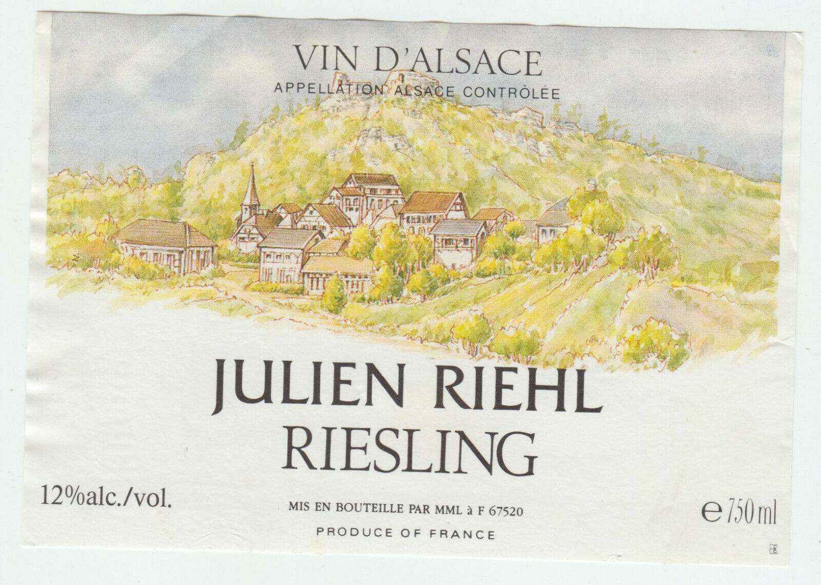 ETIQUETTE DE VIN D ALSACE RIESLING JULIEN RIEHL 402631696671