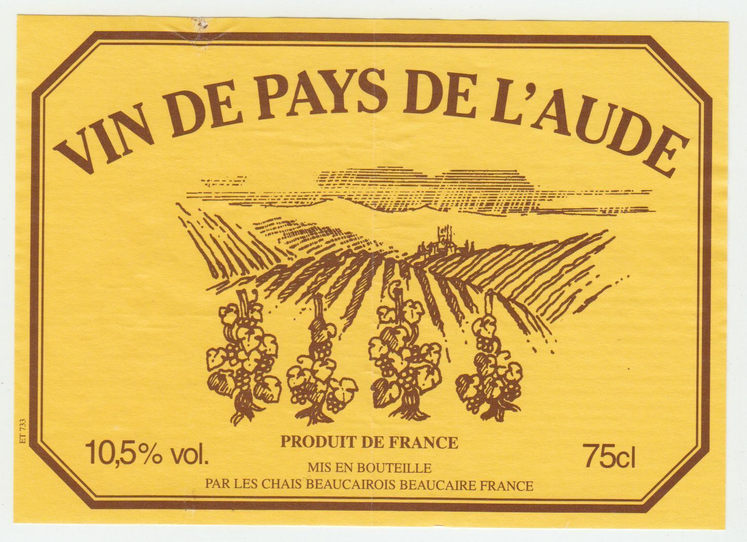 ETIQUETTE DE VIN DE PAYS DE L AUDE 124572490061