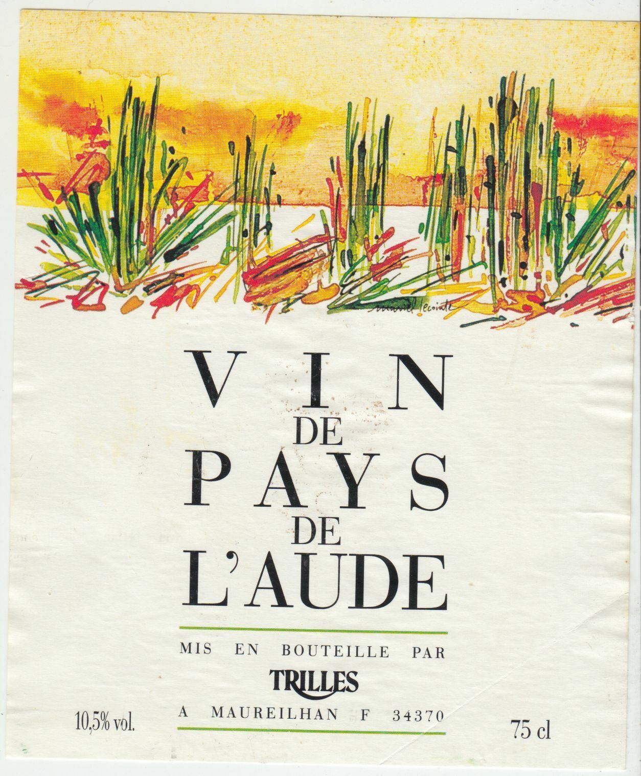 ETIQUETTE DE VIN DE PAYS DE L AUDE 124572490091