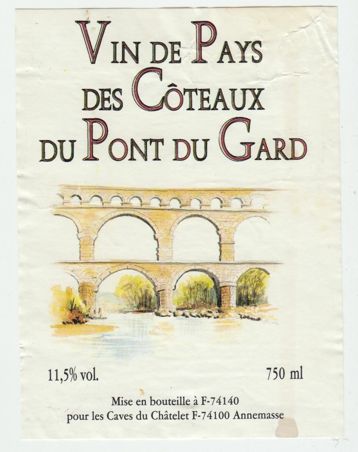 ETIQUETTE DE VIN DE PAYS DU GARD PONT DU GARD 402689167281