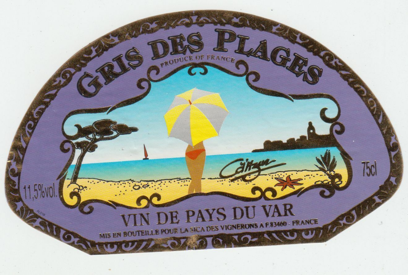 ETIQUETTE DE VIN DE PAYS DU VAR GRIS DES PLAGES 124569409531