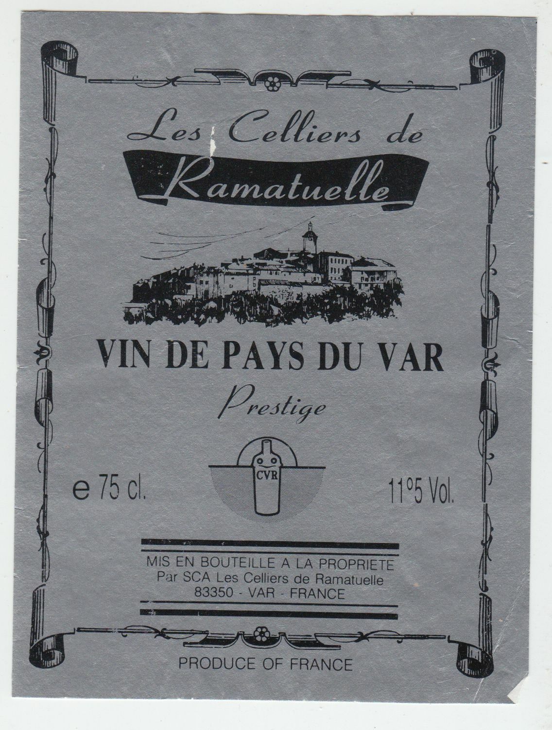 ETIQUETTE DE VIN DE PAYS DU VAR LES CELLIERS DE RAMATUELLE 402687606181