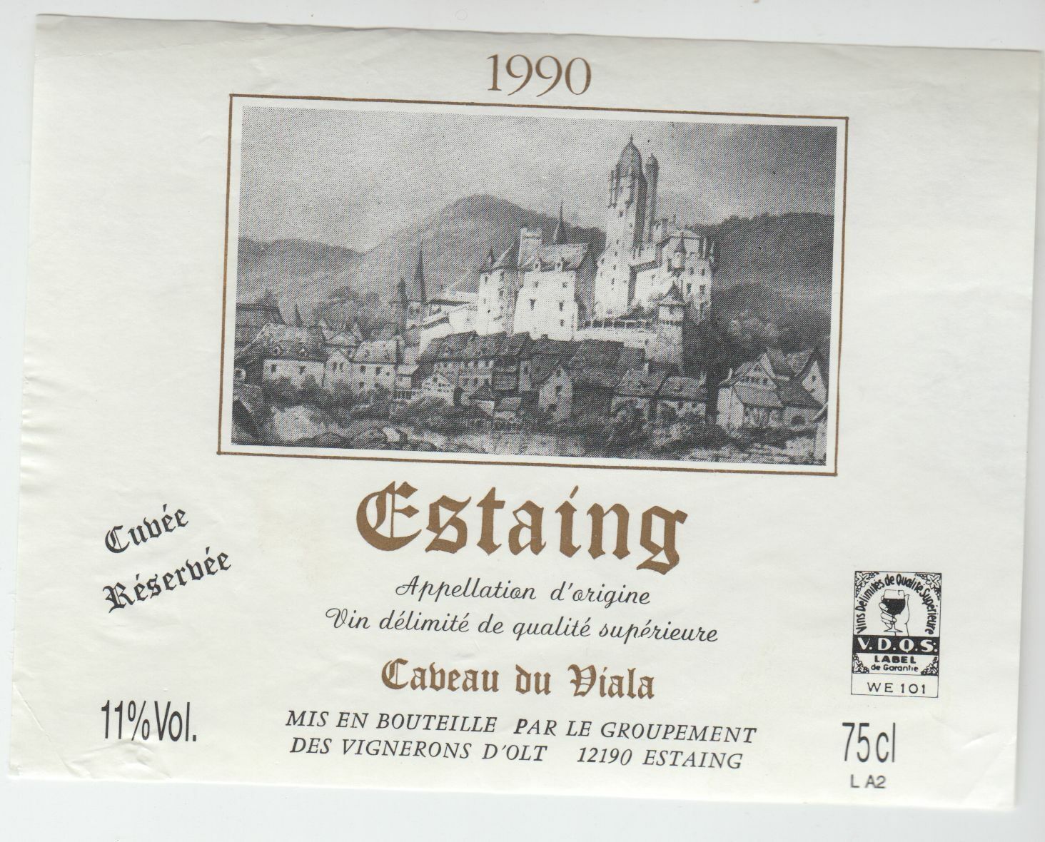 ETIQUETTE DE VIN ESTAING 1990 CAVEAU DU VIALA 402669072111