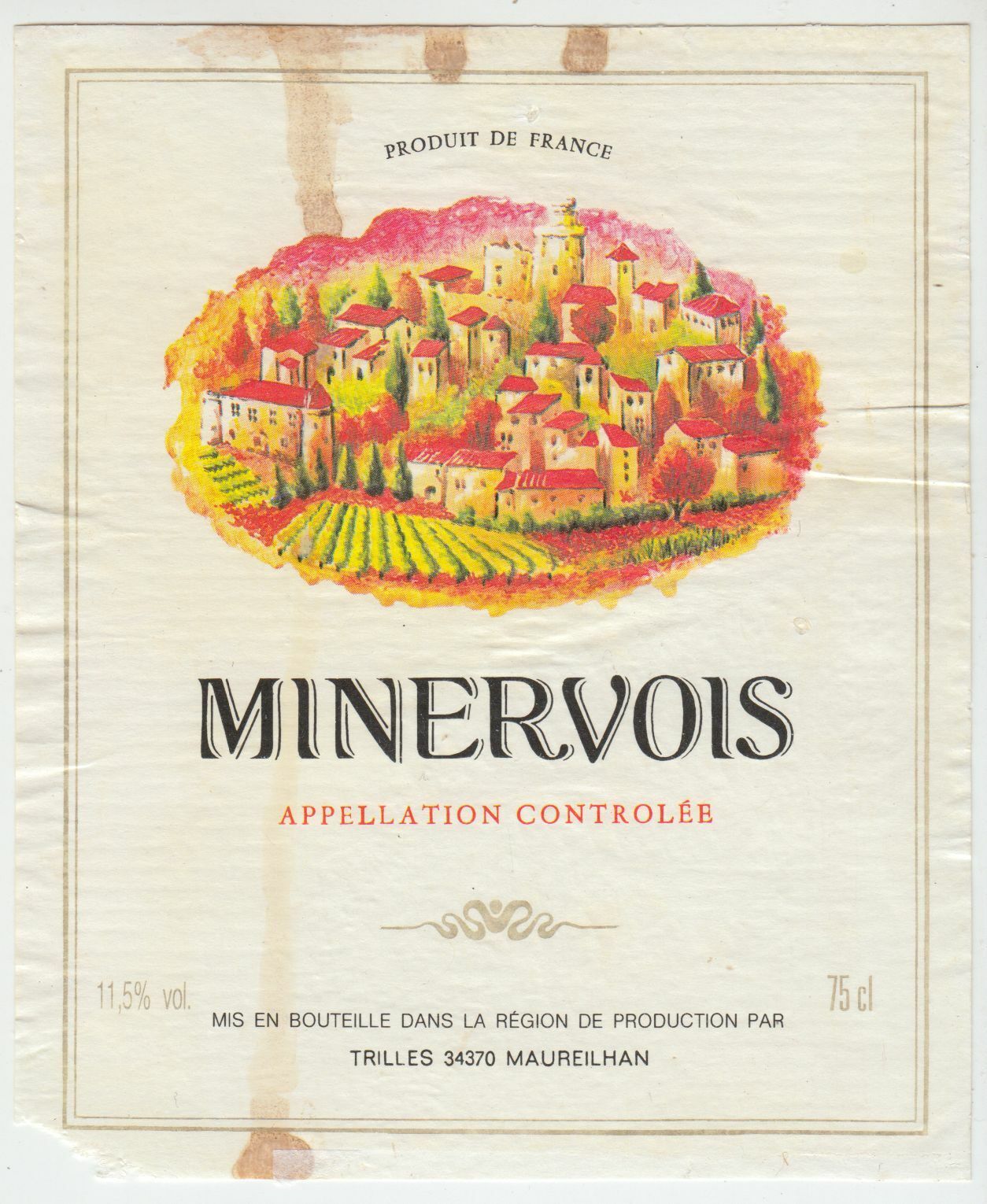 ETIQUETTE DE VIN MINERVOIS MAUREILHAN 402654737161