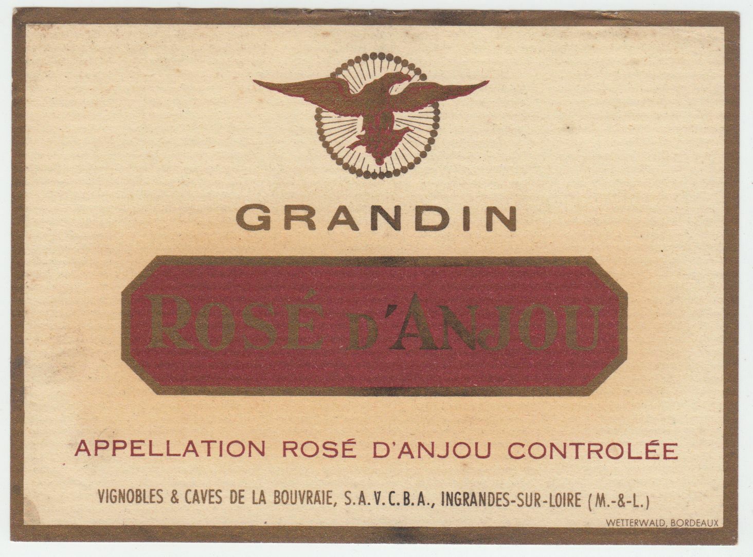 ETIQUETTE DE VIN SAUMUR ROSE D ANJOU GRANDIN 124511870221