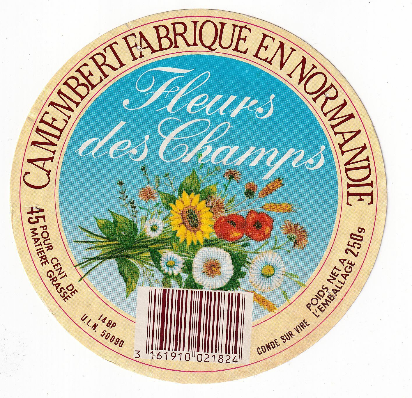 ETIQUETTE FROMAGE CAMEMBERT FLEURS DES CHAMPS 125264489791