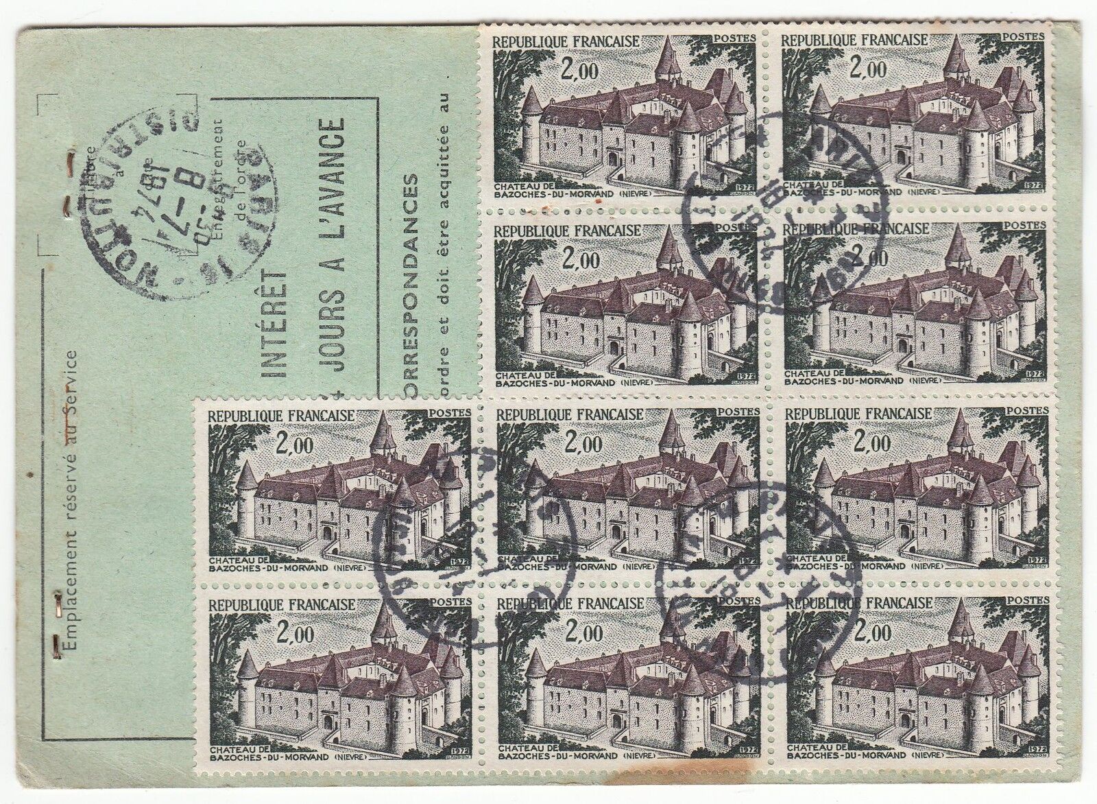 FRANCE TIMBRE ORDRE DE REEXPEDITION PARIS 15 POUR PARIS 15 1974 121901103551