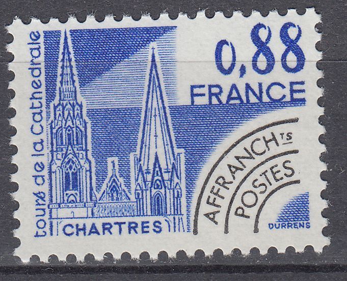 FRANCE TIMBRE PREOBLITERE OBL N 163 TOURS DE LA CATHEDRALE DE CHARTRES 123554643451