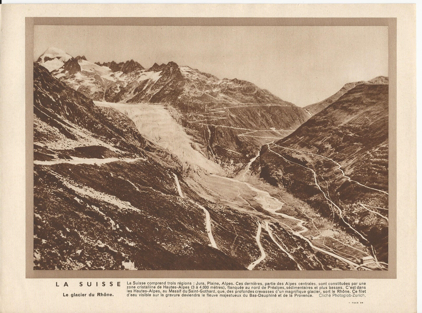 GRAVURE ANNEE 30 SUISSE LE GLACIER DU RHONE 401276162941