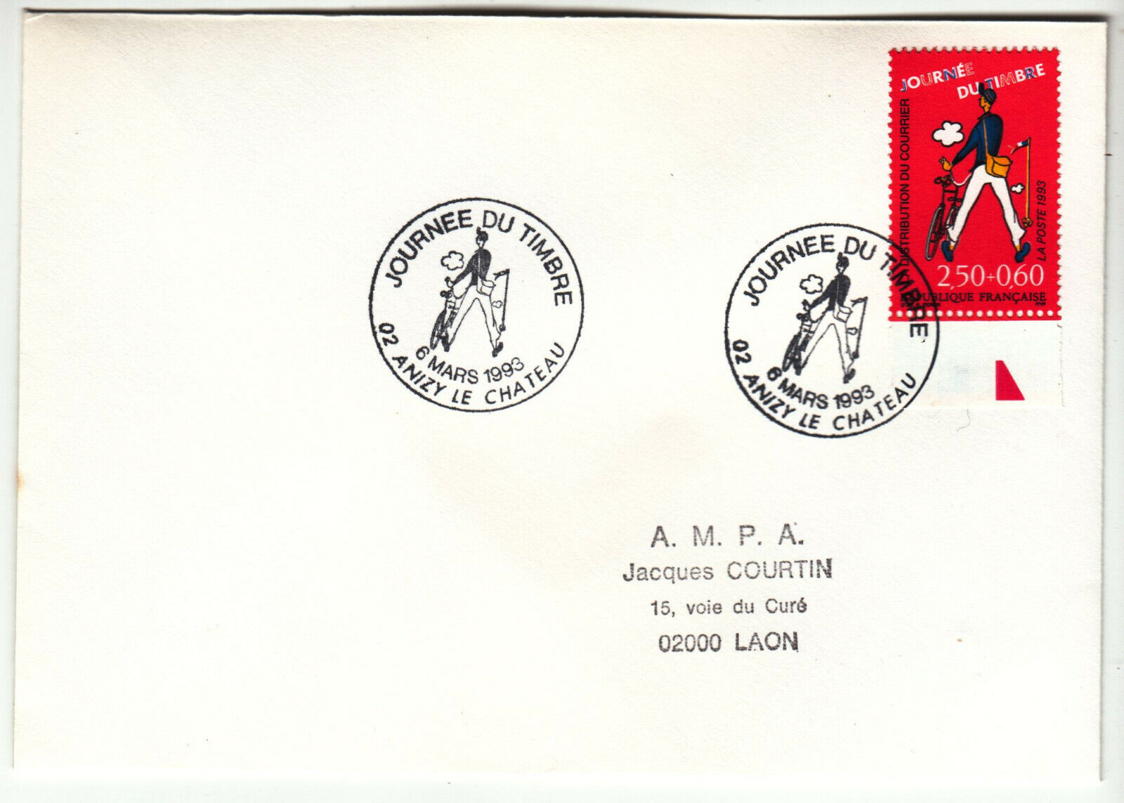 LETTRE ANIZY LE CHATEAU CACHET JOURNEE DU TIMBRE POUR LAON 1993 402068671611