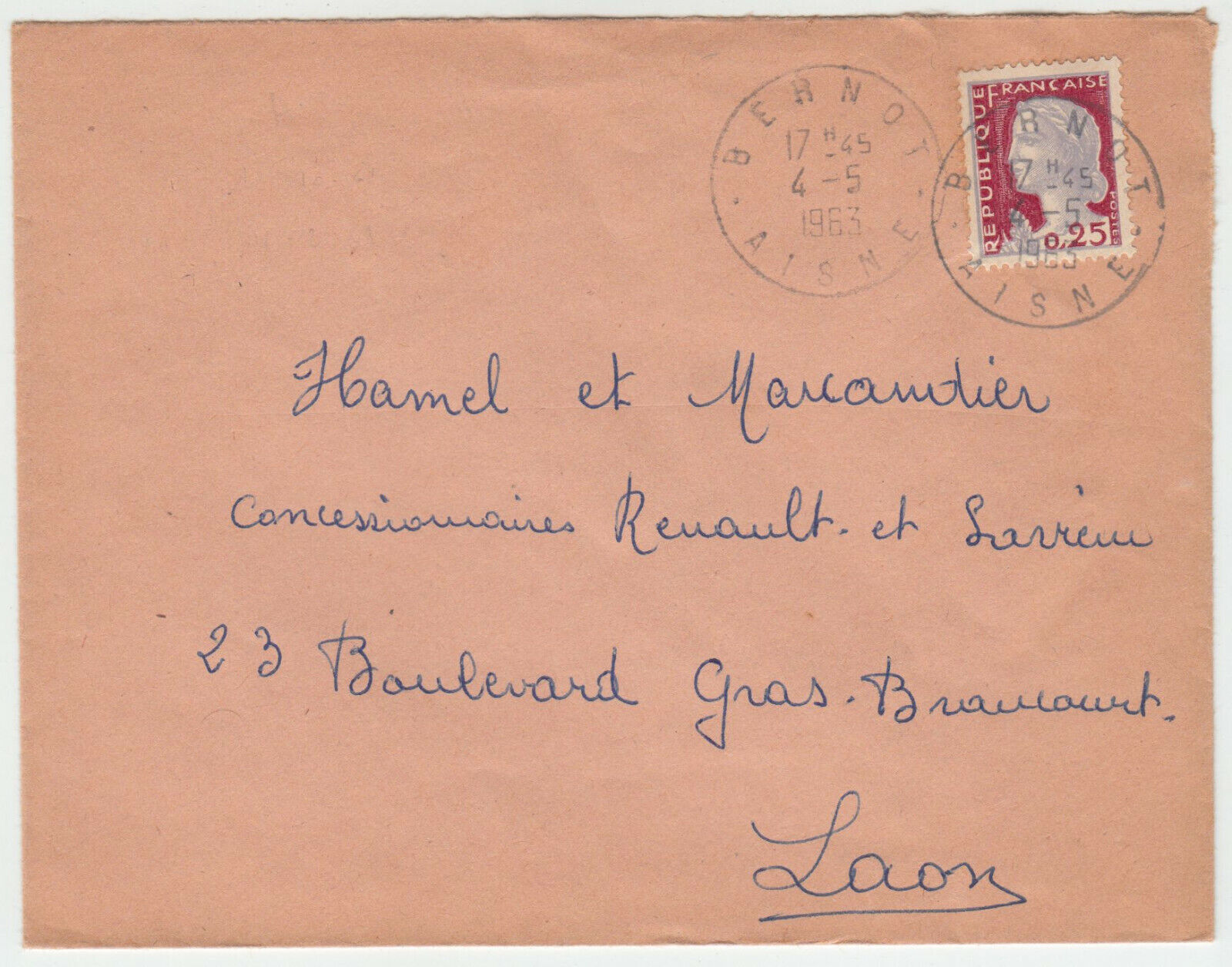 LETTRE BERNOT POUR LAON 1963 402074775881