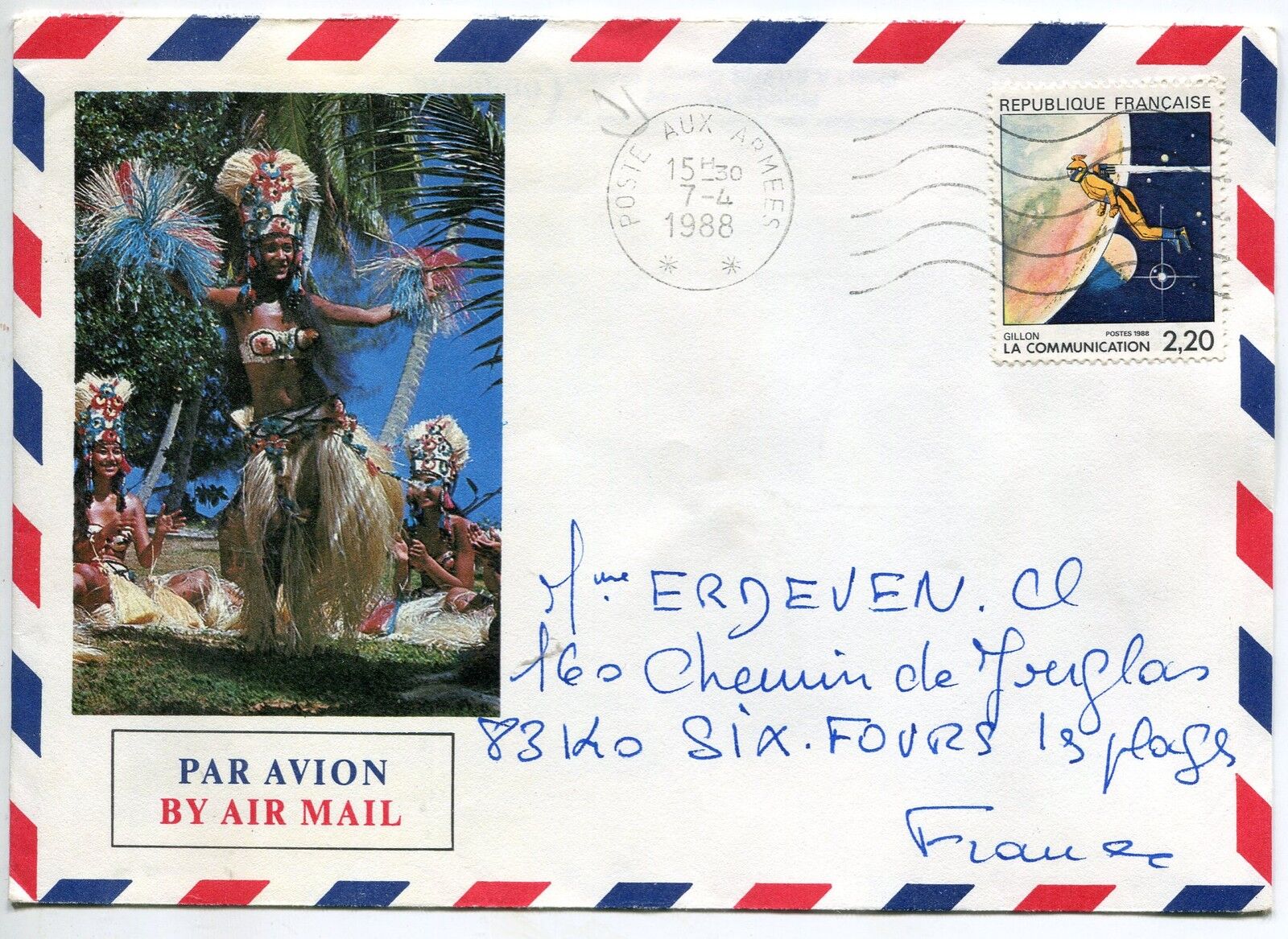 LETTRE CACHET POSTE AUX ARMEES 1988 TIMBRE N 2508 COMMUNICATION GIRAUD GILLON 400794194501