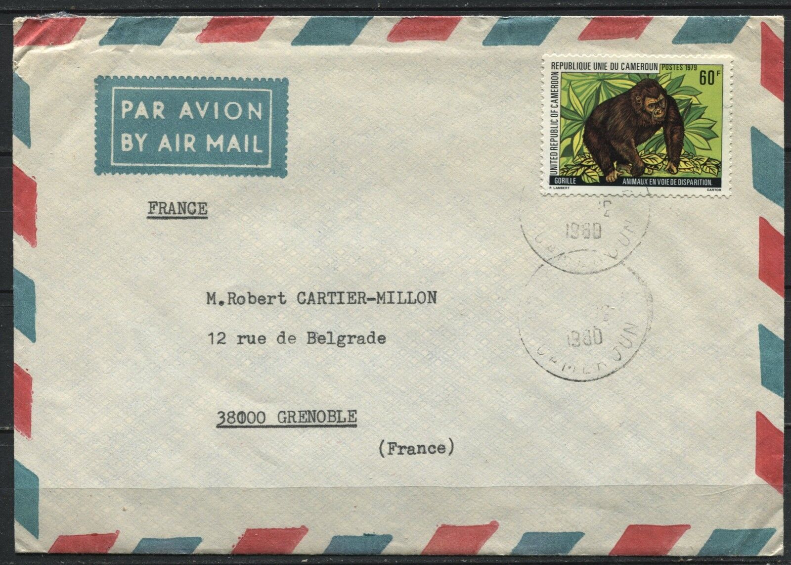 LETTRE CAMEROUN POUR GRENOBLE PAR AVION 110936509891