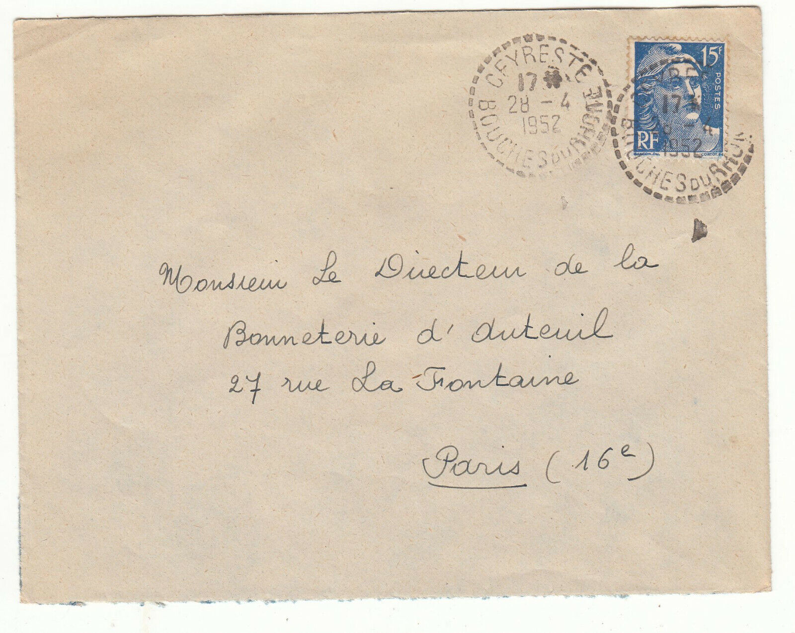 LETTRE CEYRESTE POUR PARIS SEUL SUR LETTRE GANDON CACHET PERLE 123849423931