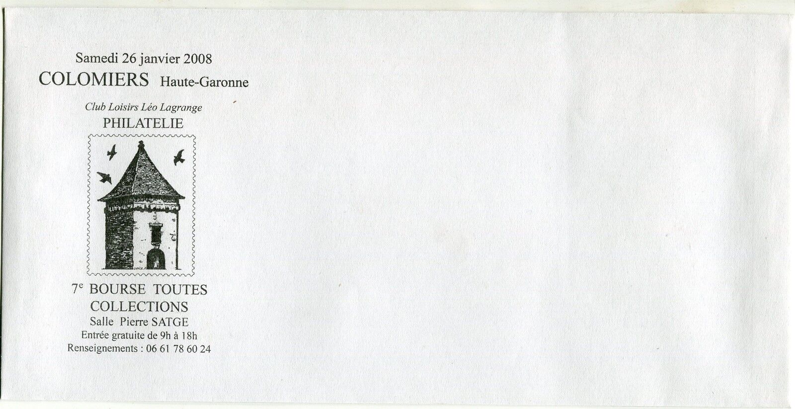 LETTRE COLOMIERS BOURSE PHILATHELIQUE LEO LAGRANGE 2008 400700695581