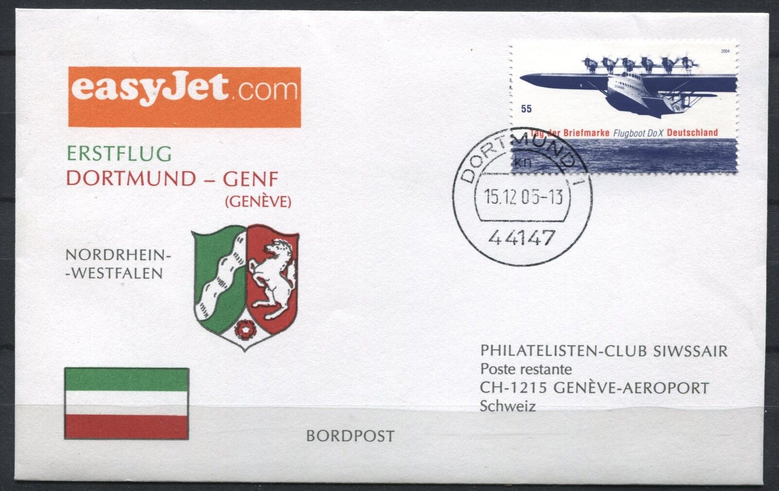 LETTRE DORMUND GENEVE PREMIER VOL EASY JET VOL 4977 AIRBUS A319 COURRIER 120920558641