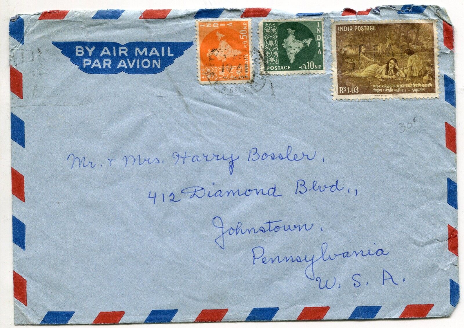 LETTRE INDE POUR LA PENSYLVANIE 1961 PAR AVION AIR MAIL 400731684481