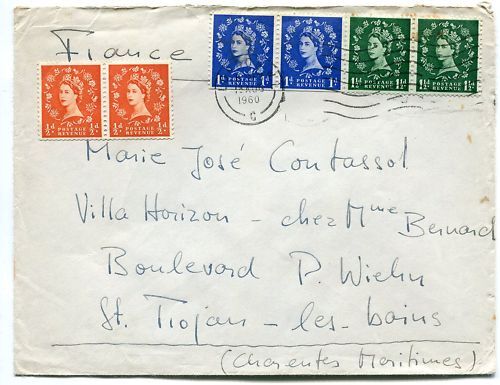 LETTRE LONDRE POUR ST TROJAN LES BAINS 1960 120725180611