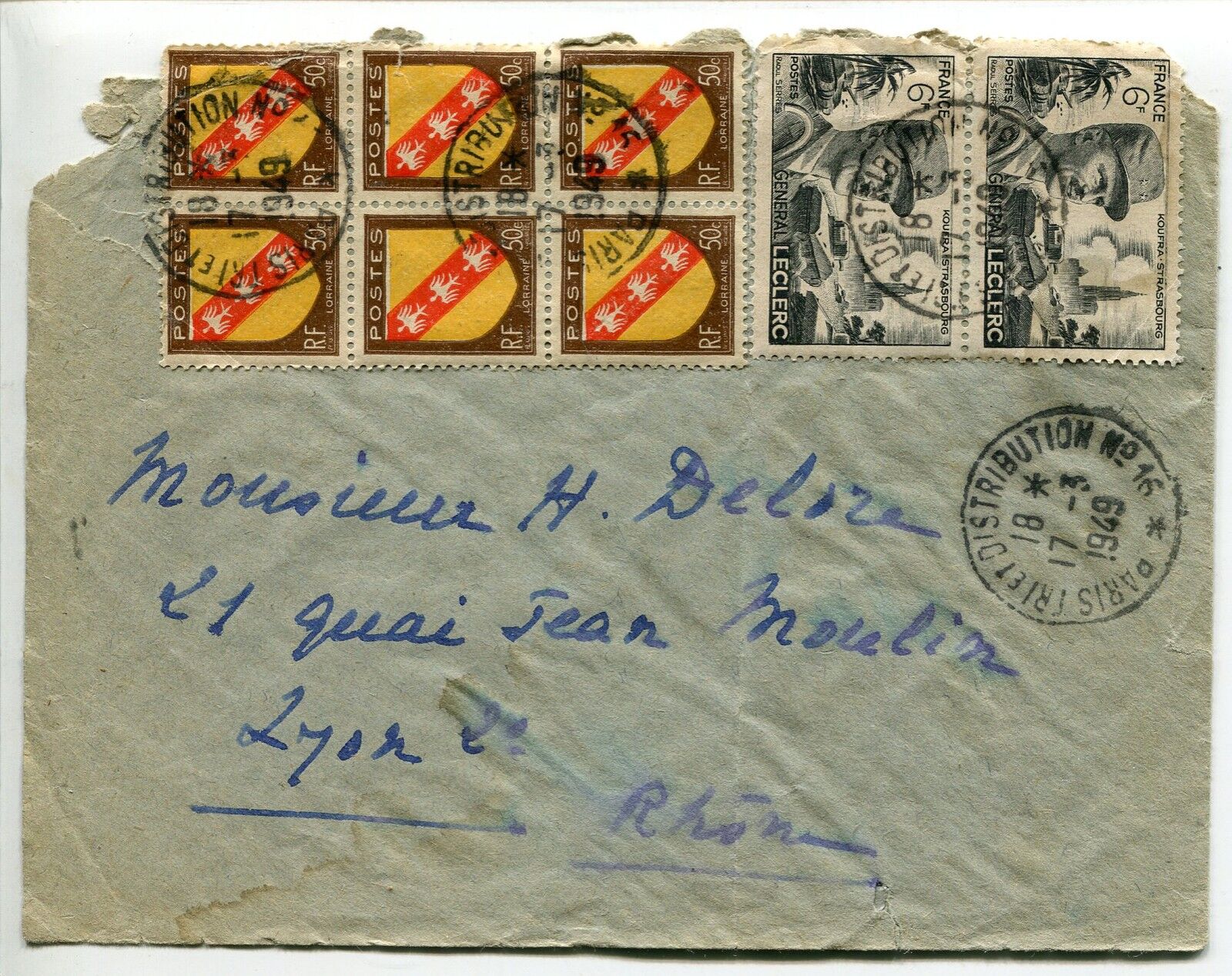 LETTRE PARIS TRI DISTRIBUTION N 16 POUR LYON 1949 400678765991