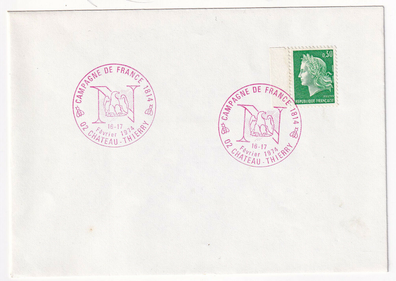 LETTRE PHILATELIQUE CHATEAU THIERRY CAMPAGNE DE FRANCE 1814 NAPOLEON 1974 CACHET 403239165141