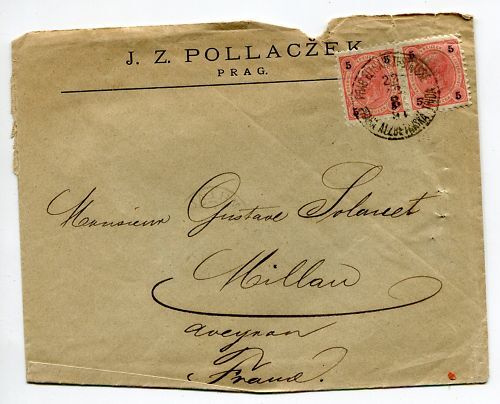 LETTRE PRAG POUR MILLAU 1891