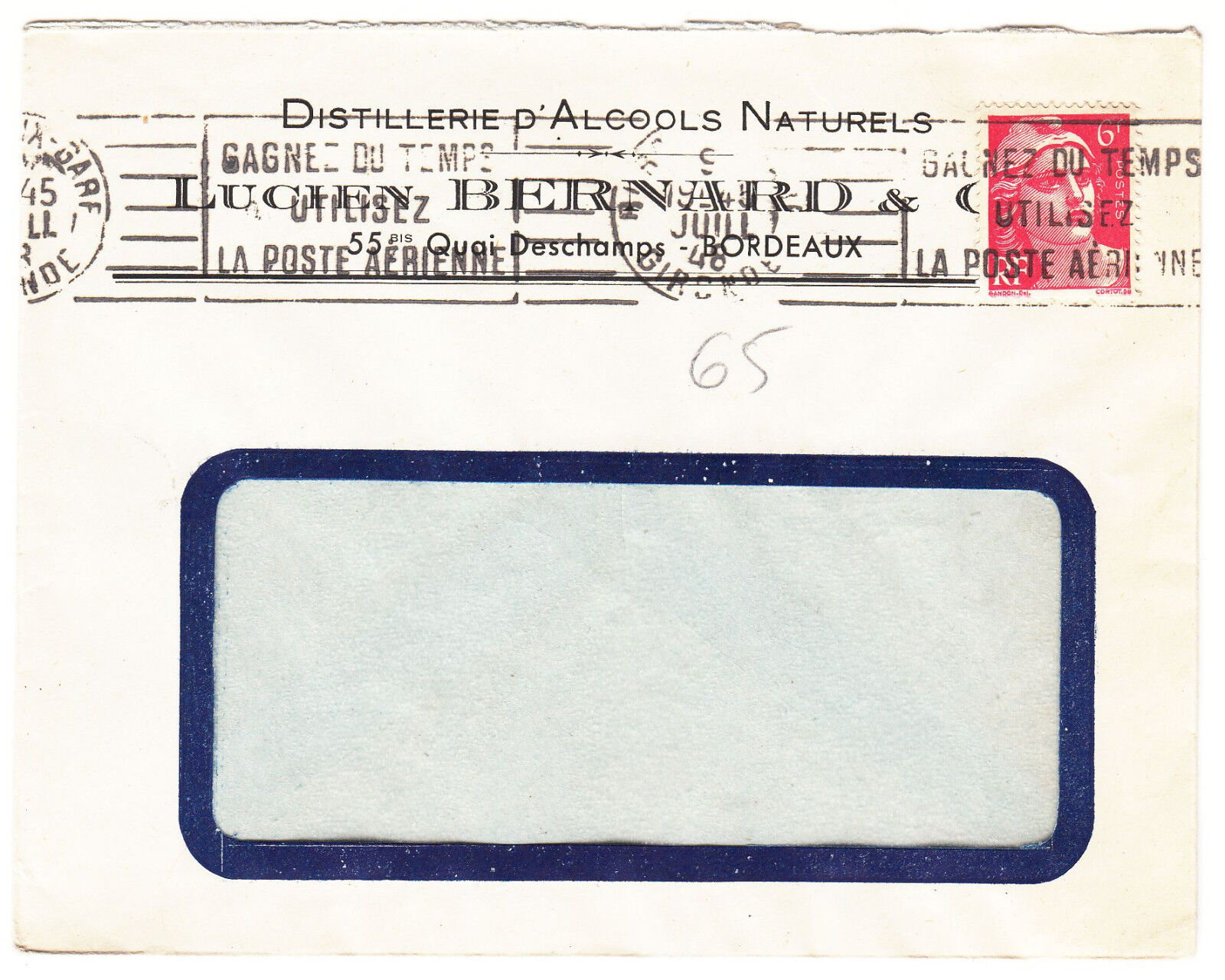 LETTRE PUBLICITAIRE BORDEAUX DISTILLERIE D ALCOOLS NATURELS LUCIEN BERNARD 1948 122868144181