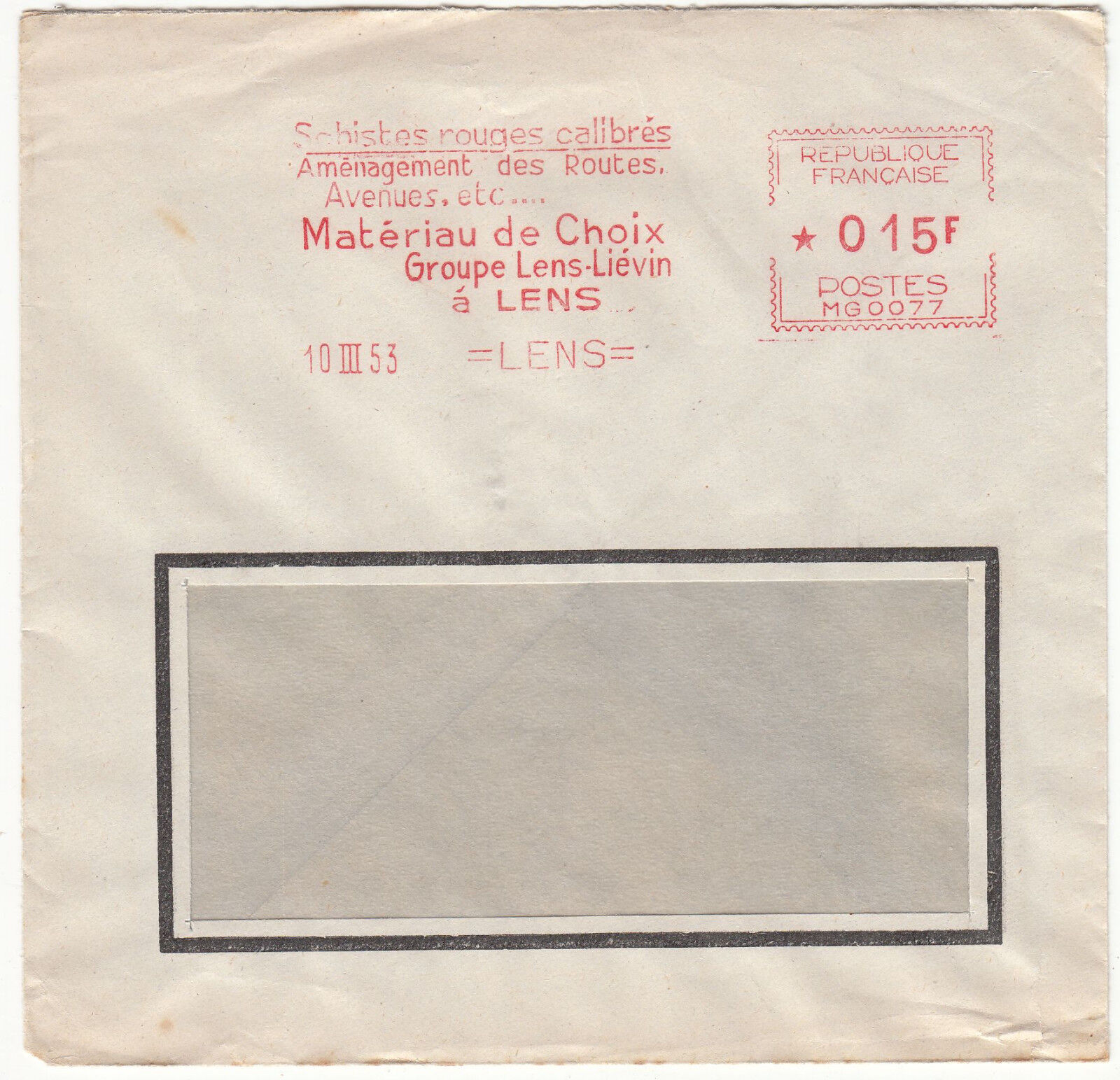 LETTRE PUBLICITAIRE MATERIAU DE CHOIX GROUPE LENS LIEVIN FLAMME LENS 1953 401462842461