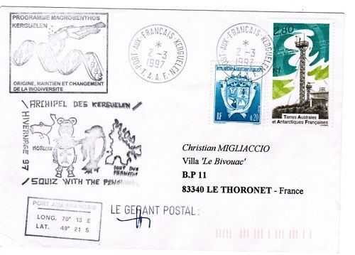 LETTRE TAFF PORT AUX FRANCAIS KERGUE A THORONET 1997 110618864811