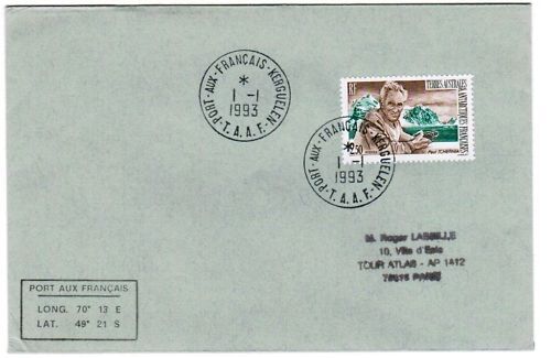 LETTRE TAFF PORT AUX FRANCAIS KERGUELEN A PARIS 1993 120654606971