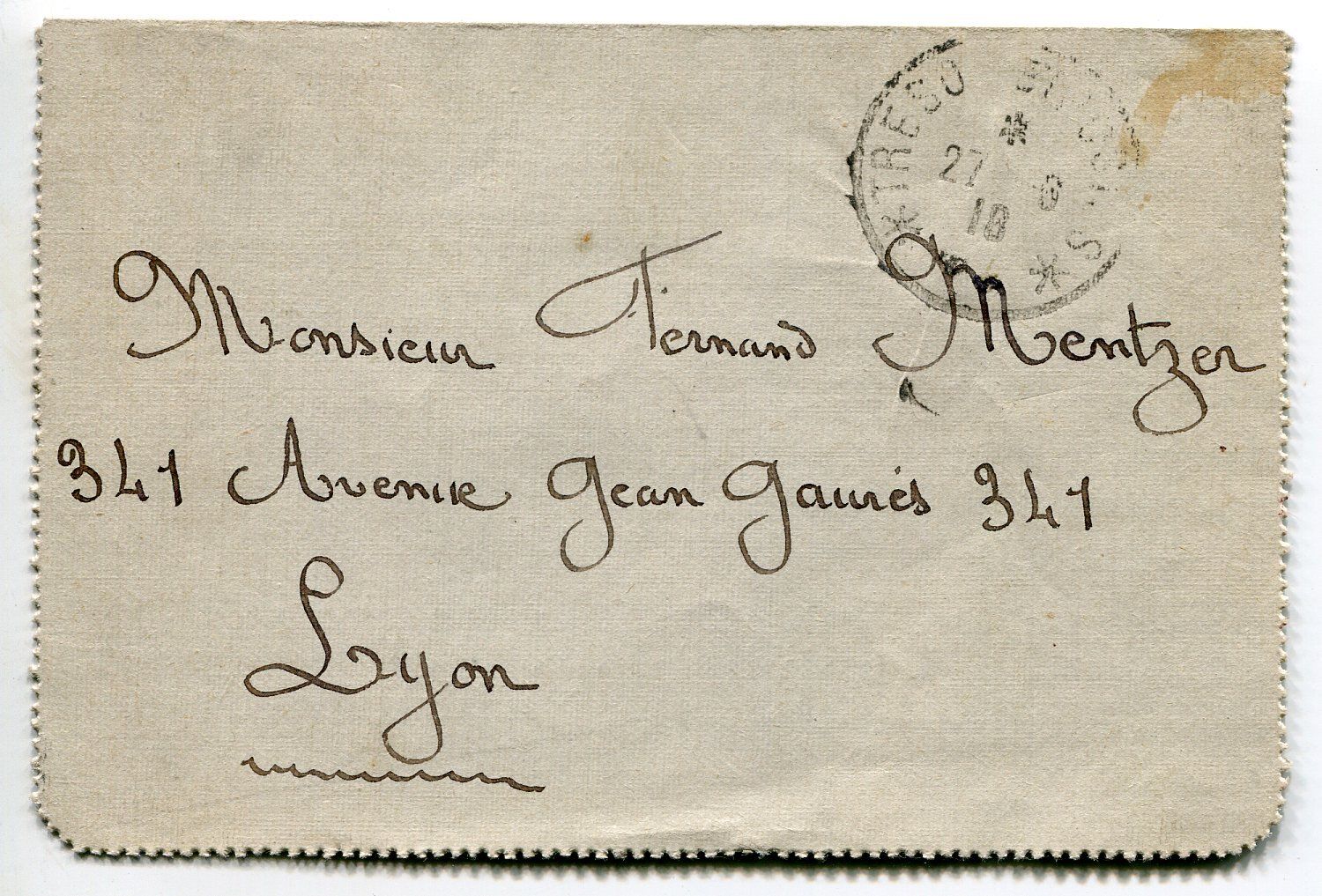 LETTRE TRESO POUR LYON 1918 MILITAIRE 121295964141