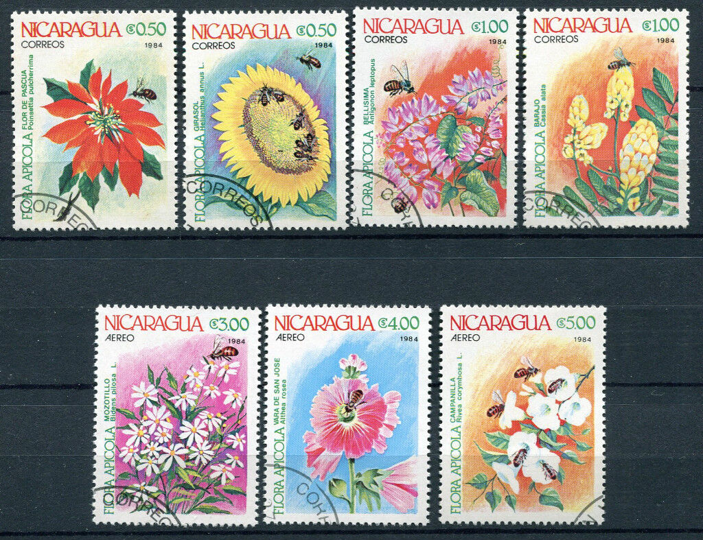 LOT SERIE TIMBRES NICARAGUA 1984 THEME FLEURS 120794018271