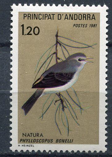 TIMBRE ANDORRE FRANCE NEUF N 294 OISEAUX PHYLLOSCOPUS BONELLI 400742115541