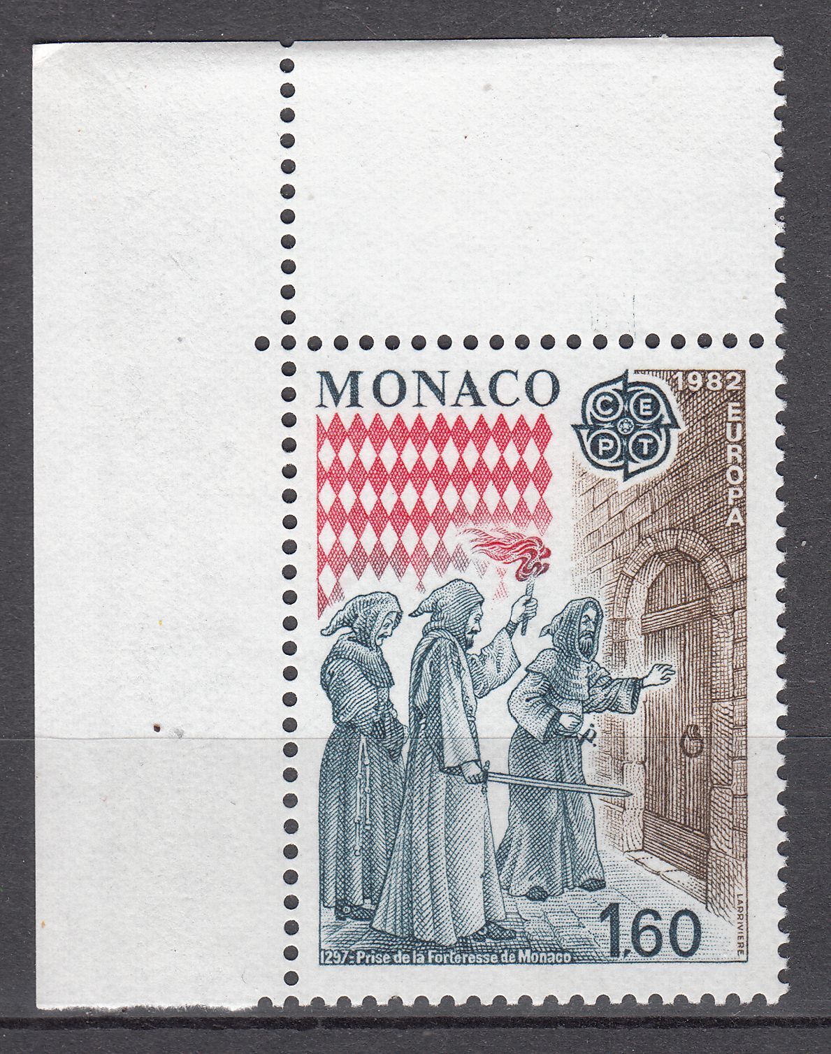 TIMBRE MONACO NEUF N 1322 PRISE DE LA FORTERESSE DE MONACO 1297 EUROPA 123498374641