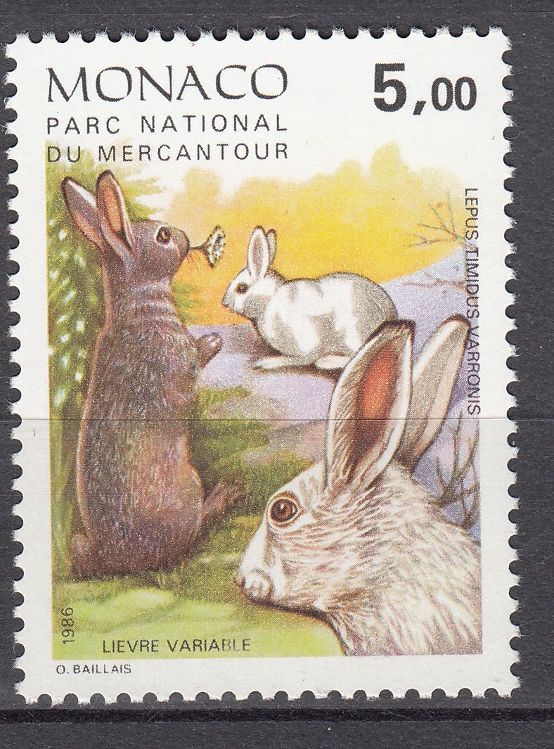 TIMBRE MONACO NEUF N 1526 FAUNE ANIMAUX LEPUS TIMIDIS VARRONIS 123507023961