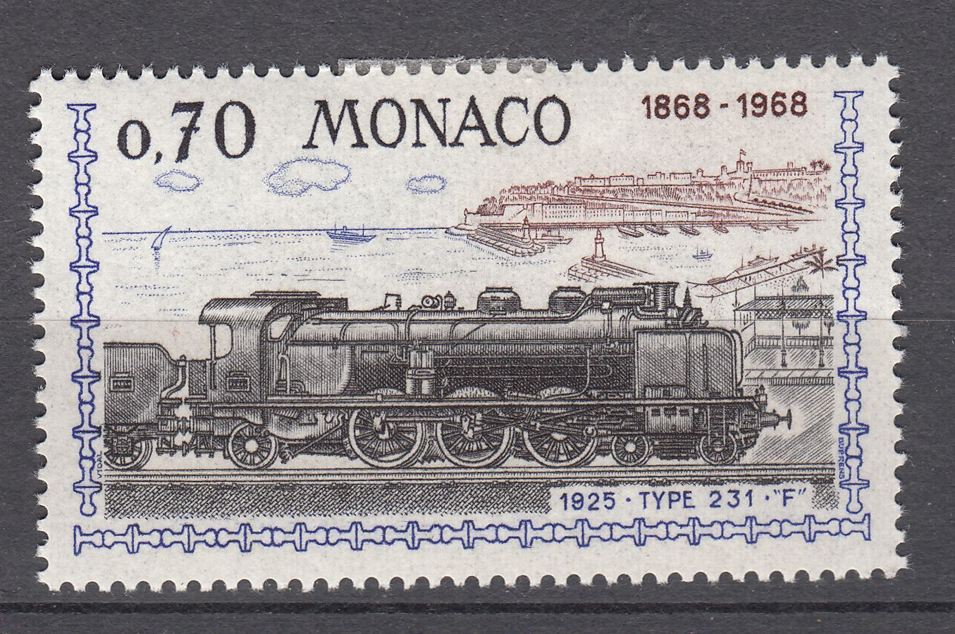 TIMBRE MONACO NEUF N 755 LOCOMOTIVES PLM PACIFIC 1925 123287440381