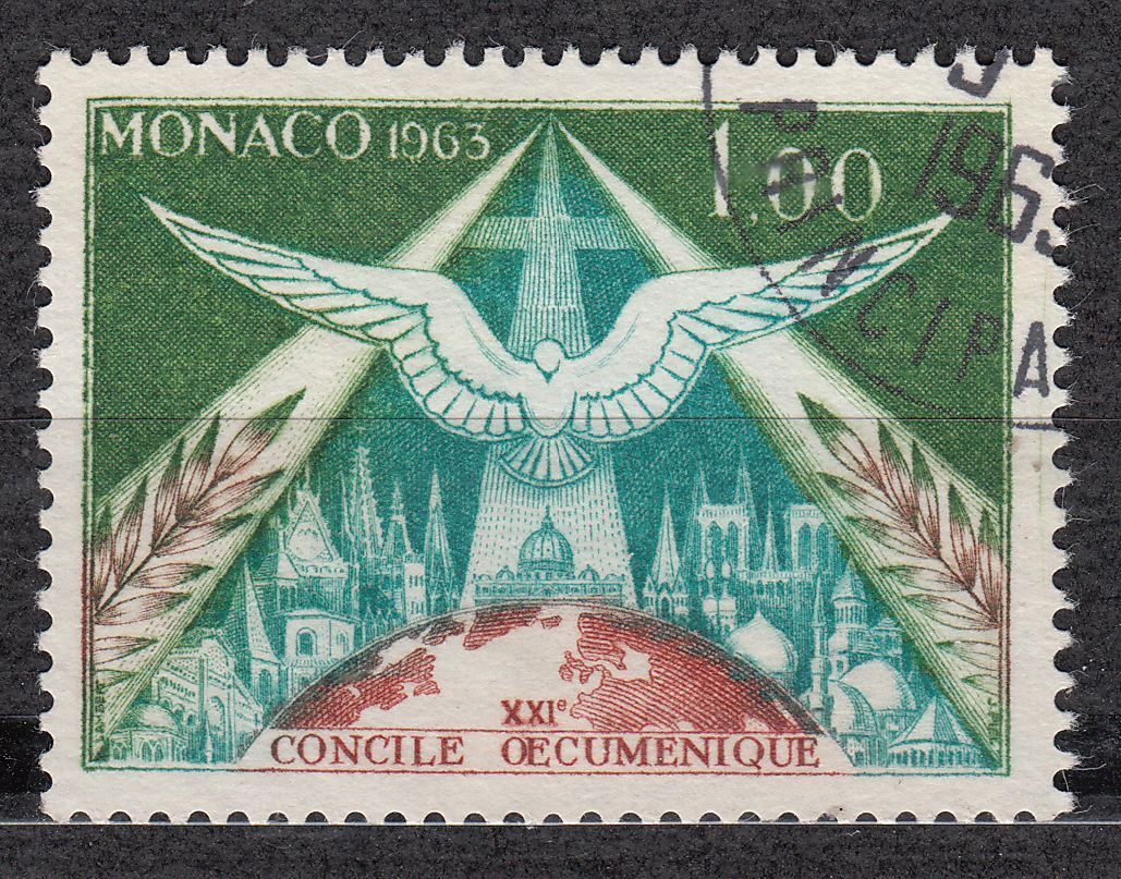 TIMBRE MONACO OBL N 610 CONCILE OECUMENIQUE DU VATICAN LUMIERE ST ESPRIT 401525212671