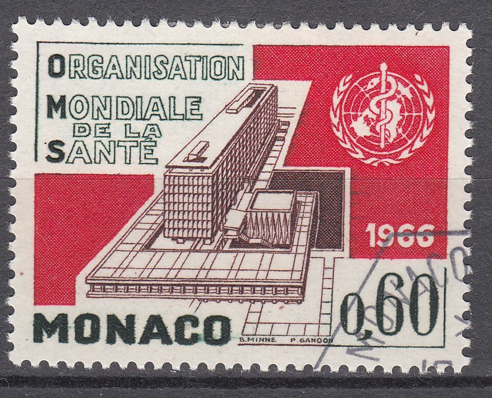 TIMBRE MONACO OBL N 704 SIEGE ORGANISATION MONDIALE DE LA SANTE GENEVE OMS 401556945221