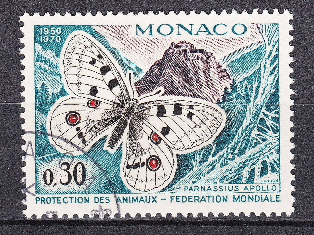 TIMBRE MONACO OBL N 809 ANIMAUX PARNASSIUS APOLLO 401585062591