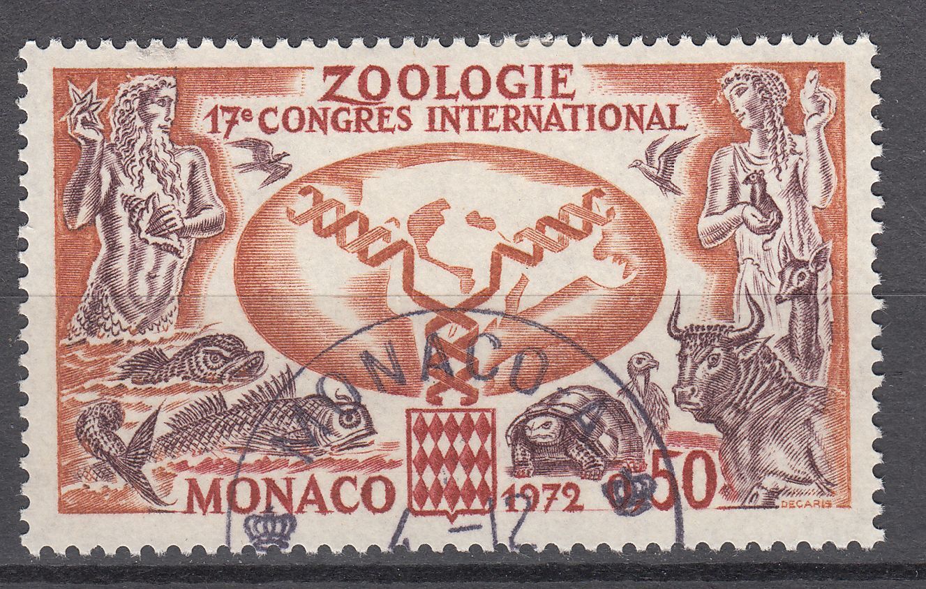 TIMBRE MONACO OBL N 895 CONGRES DE ZOOLOGIE EMBLEME ET ILLUSTRATIONS 401588782141