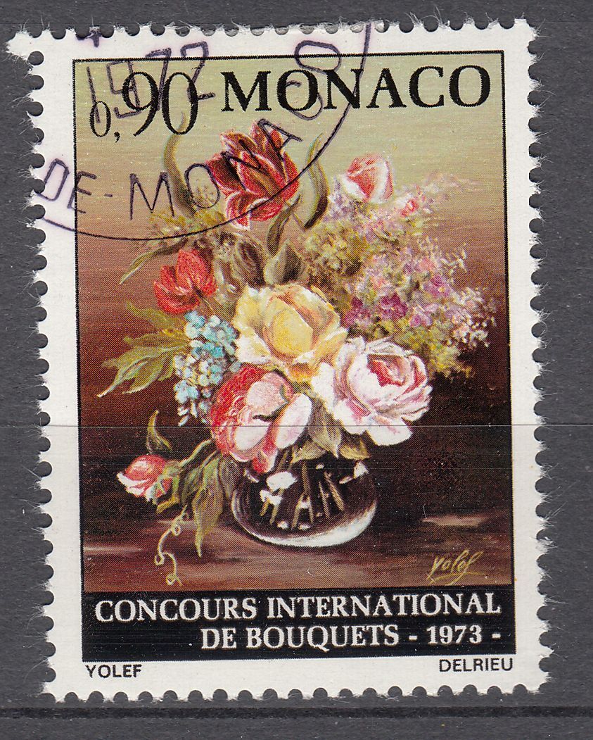 TIMBRE MONACO OBL N 899 CONCOURS DE BOUQUETS FLORALES 401588783351