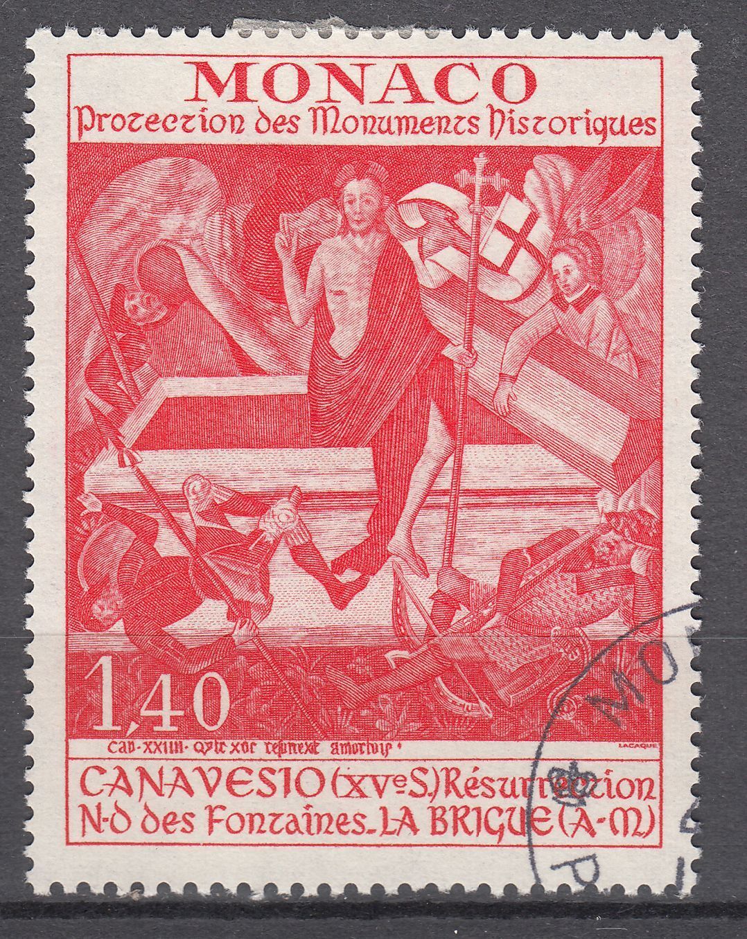 TIMBRE MONACO OBL N 908 MONUMENTS HISTORIQUE RESURRECTION 401589286121