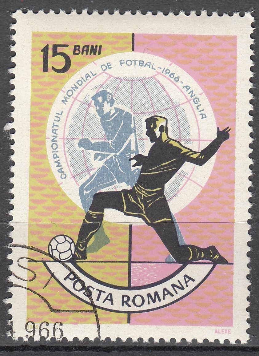 TIMBRE ROUMANIE OBL N° 2256 COUPE DU MONDE DE FOOTBALL A LONDRES